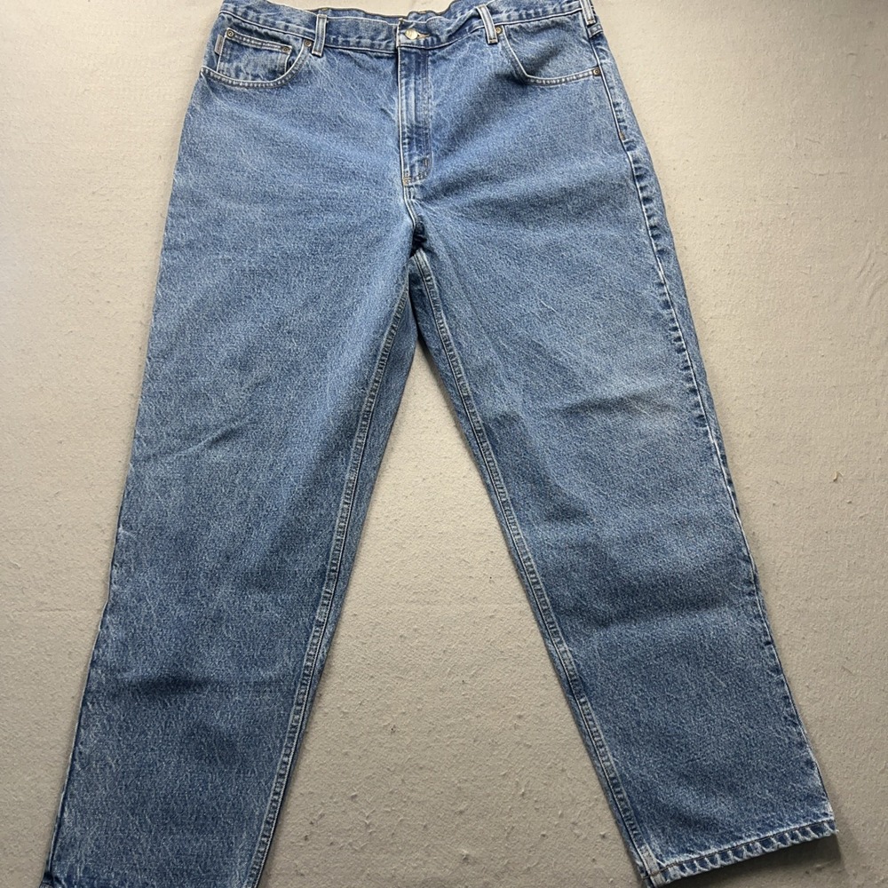 Carhartt Light Blue Denim Jeans Size 42x32 Relaxed Fit B17DST Workwear Casual